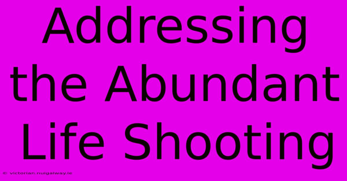 Addressing The Abundant Life Shooting