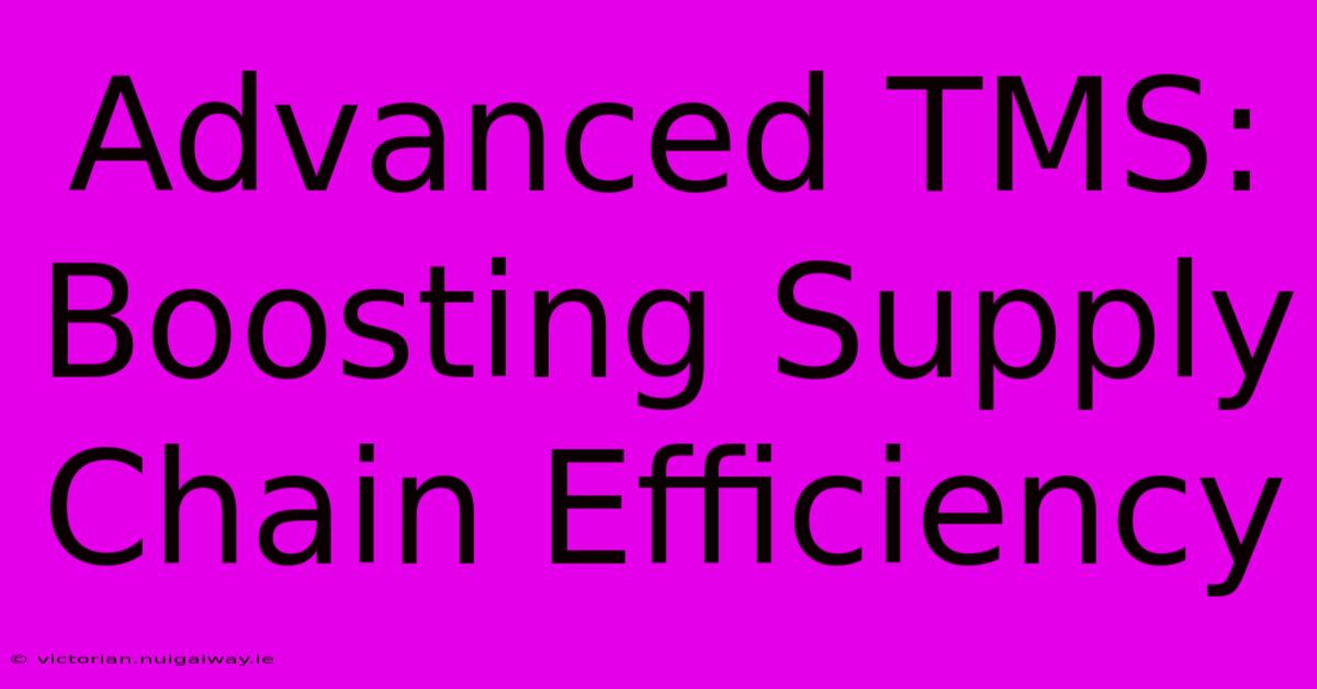 Advanced TMS: Boosting Supply Chain Efficiency