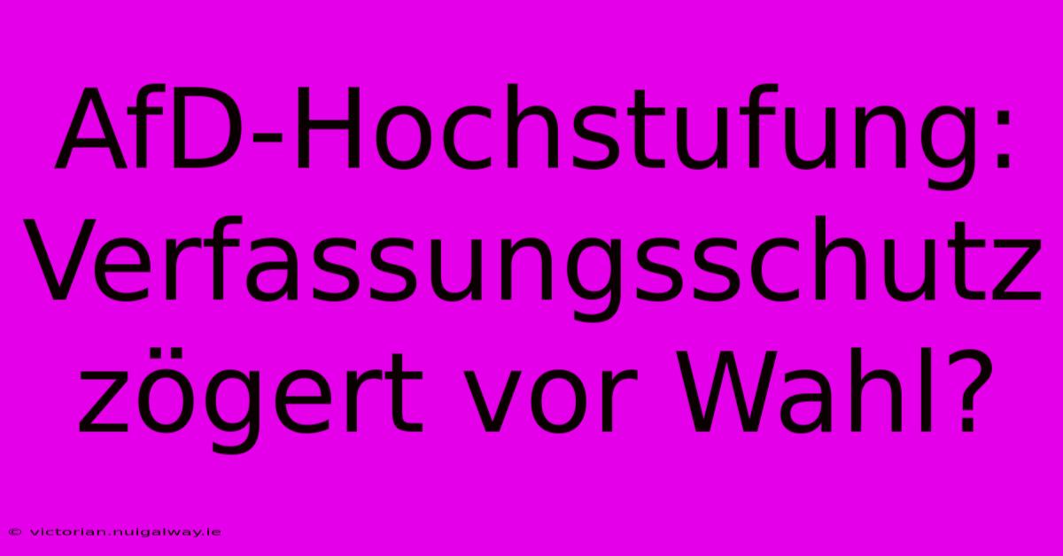 AfD-Hochstufung: Verfassungsschutz Zögert Vor Wahl? 