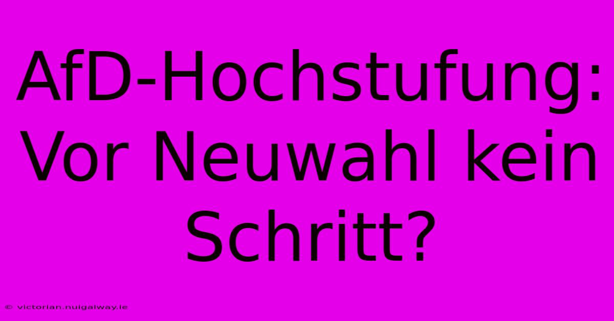 AfD-Hochstufung: Vor Neuwahl Kein Schritt?