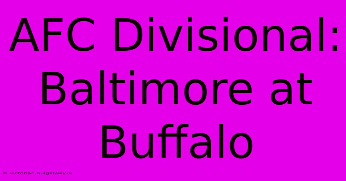 AFC Divisional: Baltimore At Buffalo