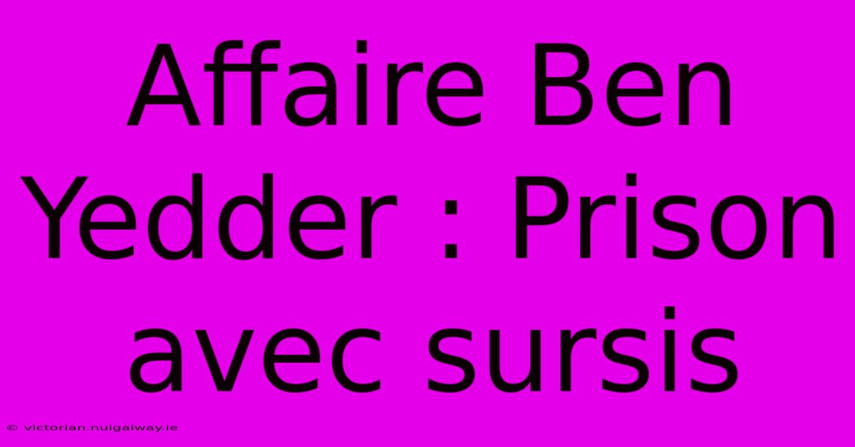 Affaire Ben Yedder : Prison Avec Sursis 