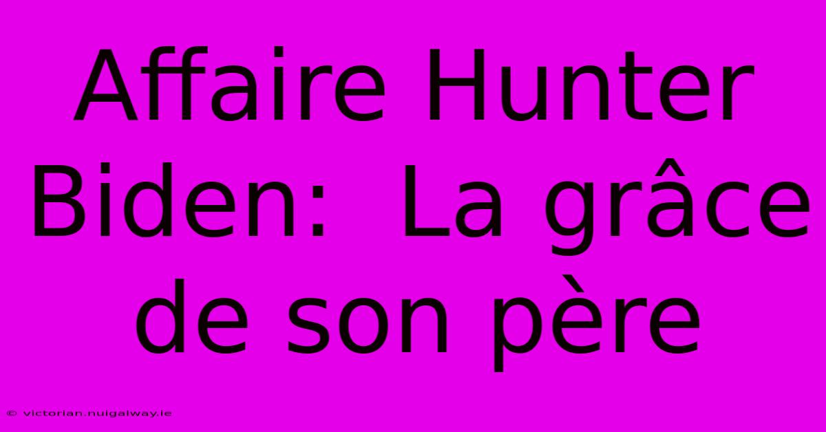 Affaire Hunter Biden:  La Grâce De Son Père