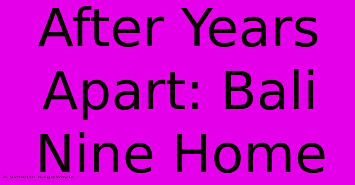 After Years Apart: Bali Nine Home