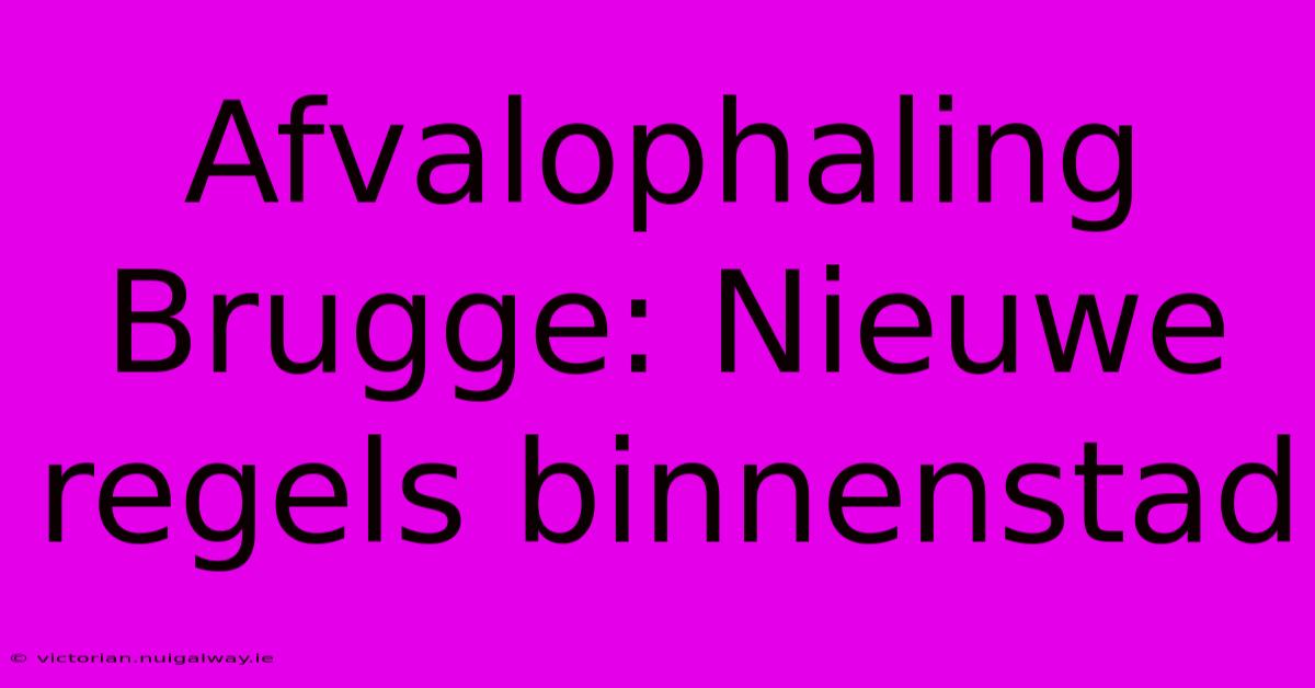 Afvalophaling Brugge: Nieuwe Regels Binnenstad