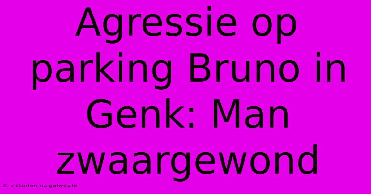 Agressie Op Parking Bruno In Genk: Man Zwaargewond