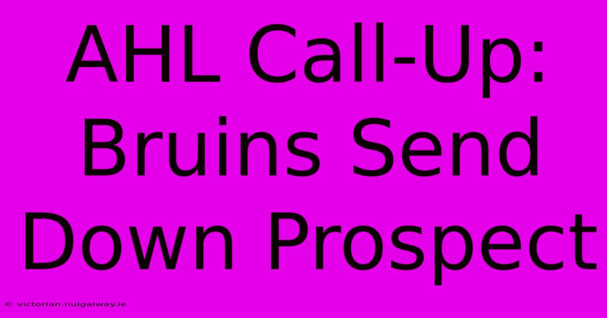 AHL Call-Up: Bruins Send Down Prospect