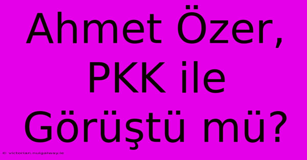 Ahmet Özer, PKK Ile Görüştü Mü?