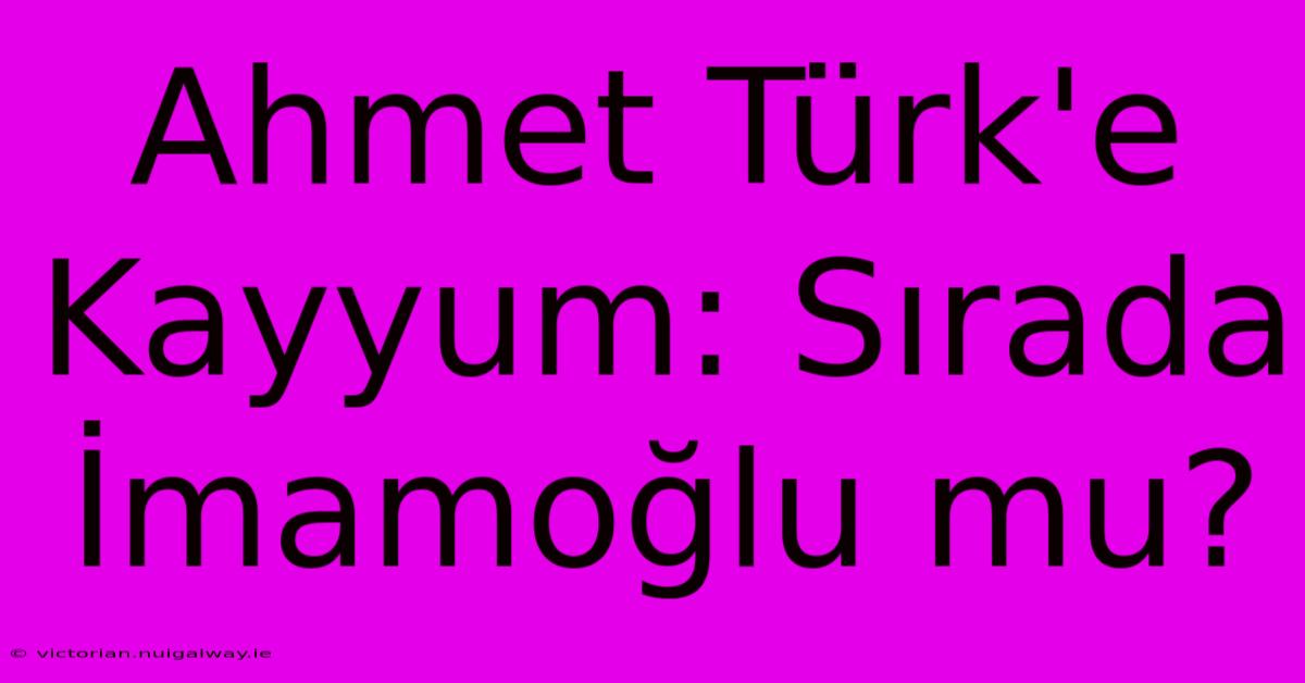 Ahmet Türk'e Kayyum: Sırada İmamoğlu Mu?