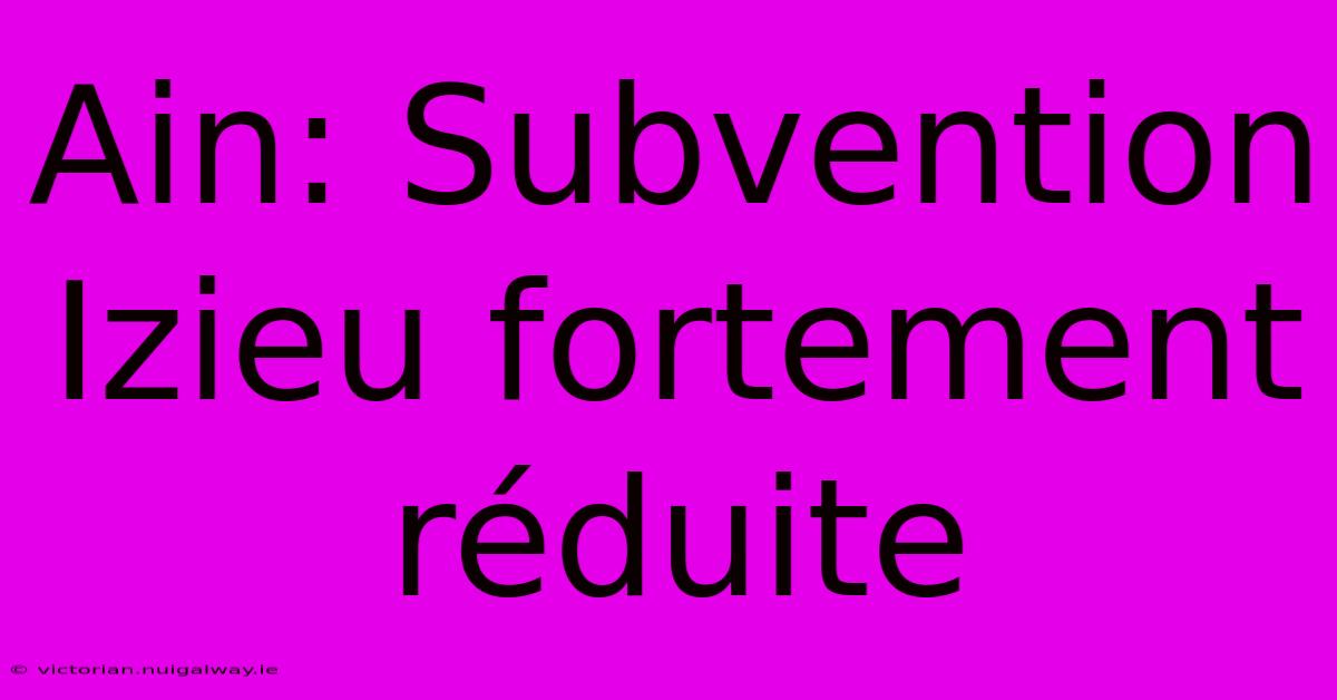 Ain: Subvention Izieu Fortement Réduite