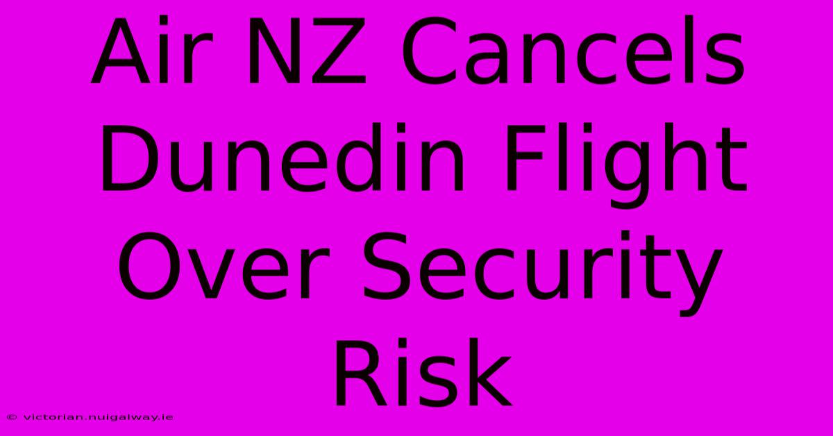 Air NZ Cancels Dunedin Flight Over Security Risk