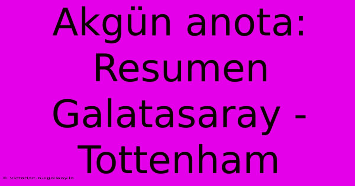 Akgün Anota: Resumen Galatasaray - Tottenham