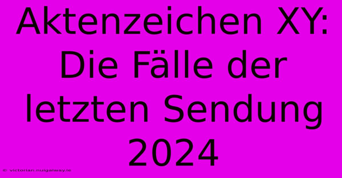 Aktenzeichen XY: Die Fälle Der Letzten Sendung 2024