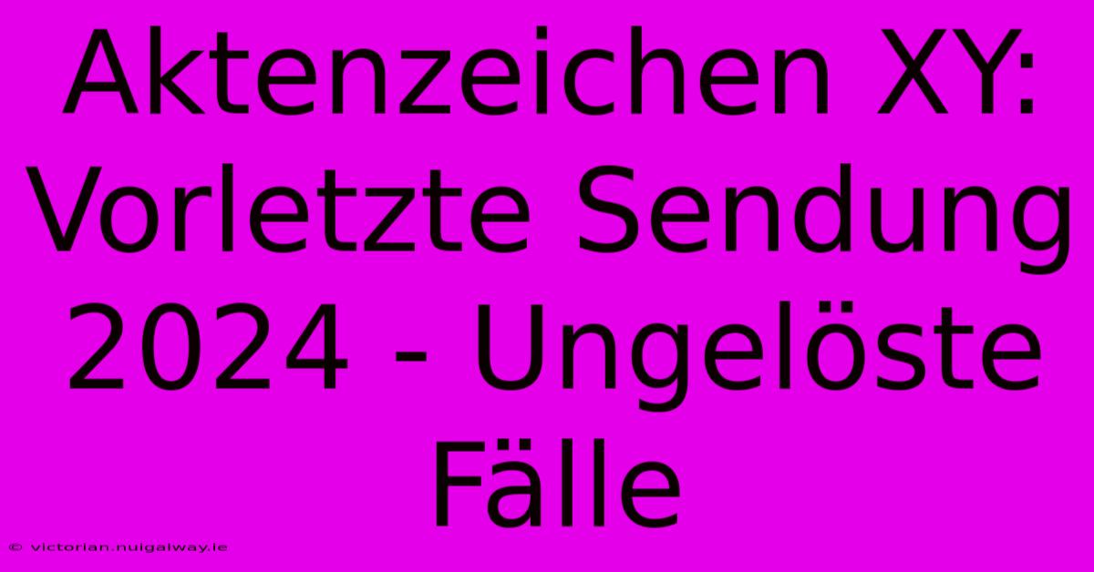 Aktenzeichen XY: Vorletzte Sendung 2024 - Ungelöste Fälle 