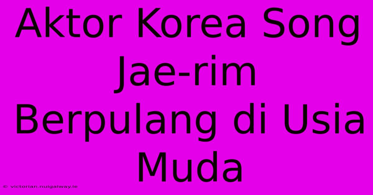 Aktor Korea Song Jae-rim Berpulang Di Usia Muda