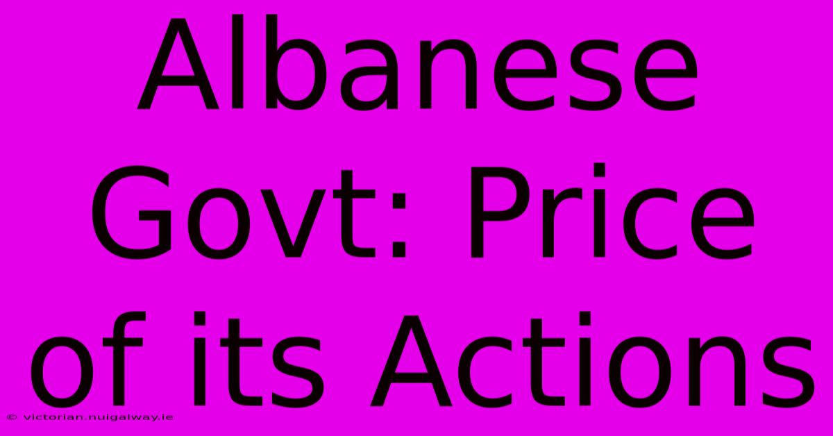 Albanese Govt: Price Of Its Actions