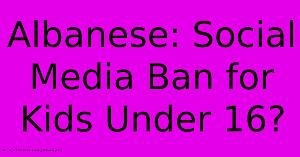 Albanese: Social Media Ban For Kids Under 16?