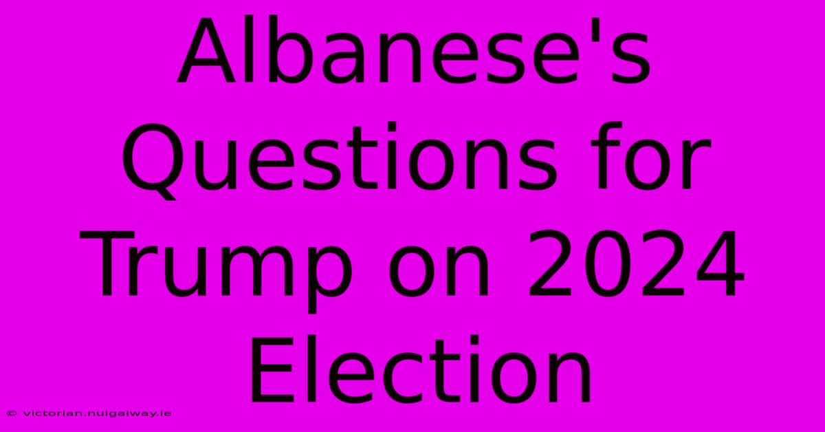 Albanese's Questions For Trump On 2024 Election