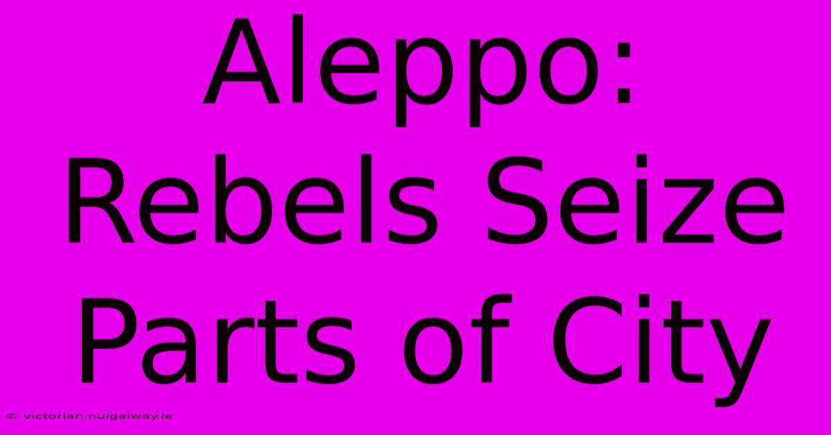 Aleppo: Rebels Seize Parts Of City