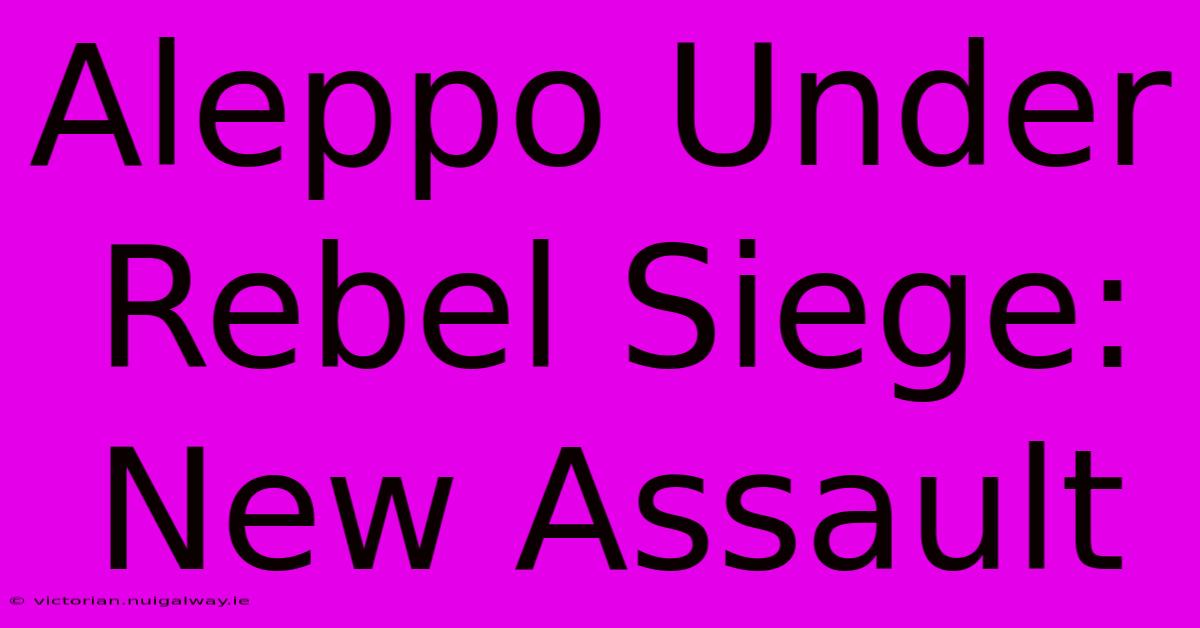 Aleppo Under Rebel Siege: New Assault