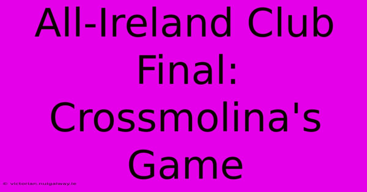 All-Ireland Club Final: Crossmolina's Game