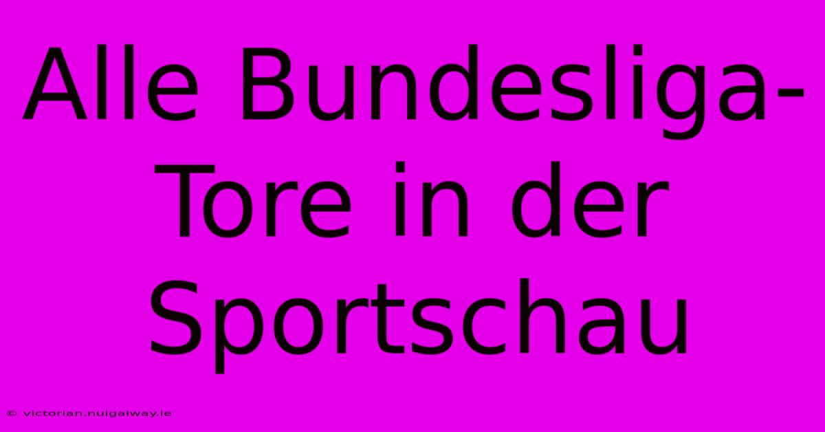 Alle Bundesliga-Tore In Der Sportschau