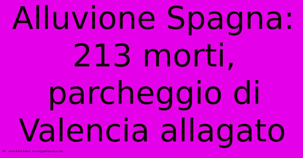 Alluvione Spagna: 213 Morti, Parcheggio Di Valencia Allagato