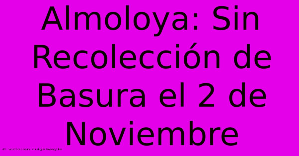 Almoloya: Sin Recolección De Basura El 2 De Noviembre