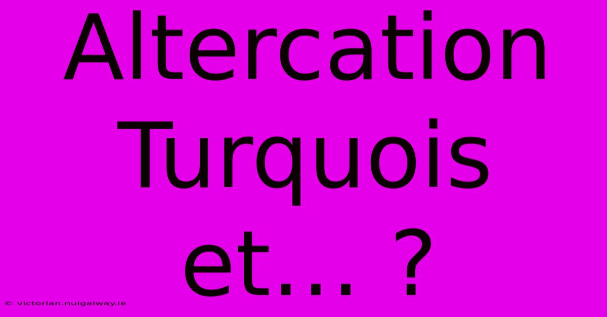 Altercation Turquois Et… ?