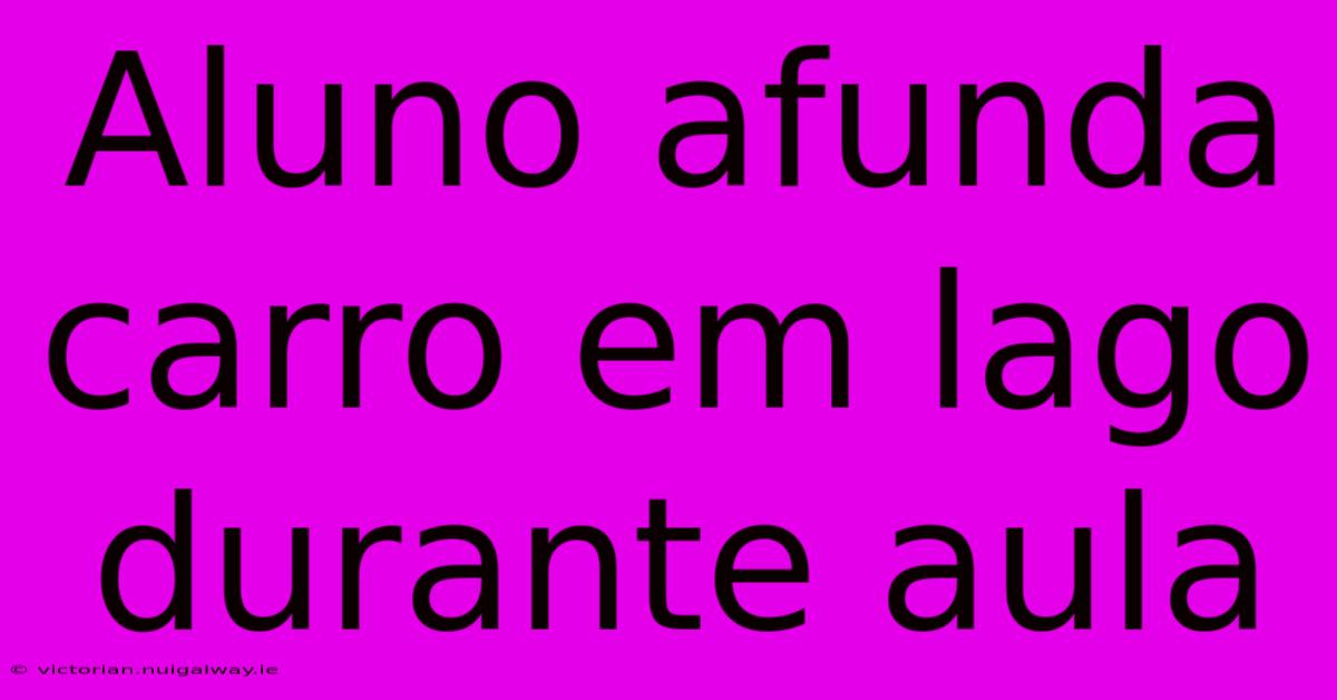 Aluno Afunda Carro Em Lago Durante Aula