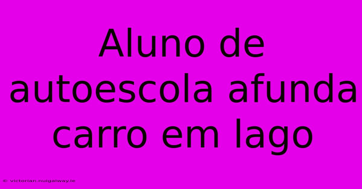 Aluno De Autoescola Afunda Carro Em Lago