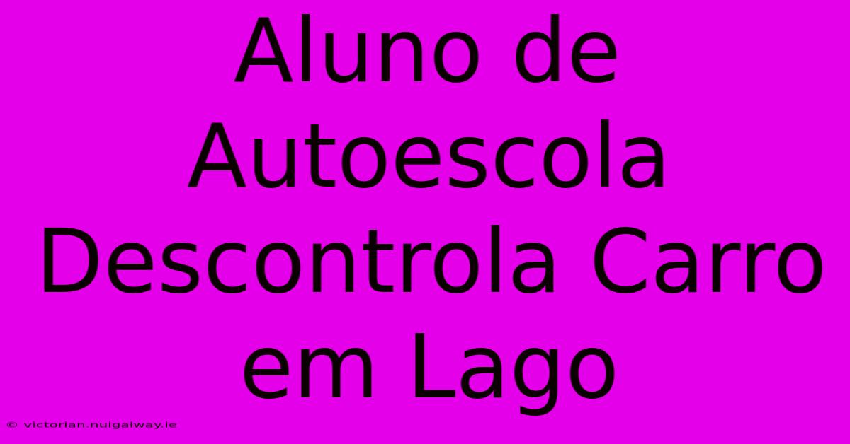 Aluno De Autoescola Descontrola Carro Em Lago