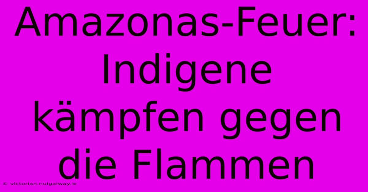 Amazonas-Feuer: Indigene Kämpfen Gegen Die Flammen 