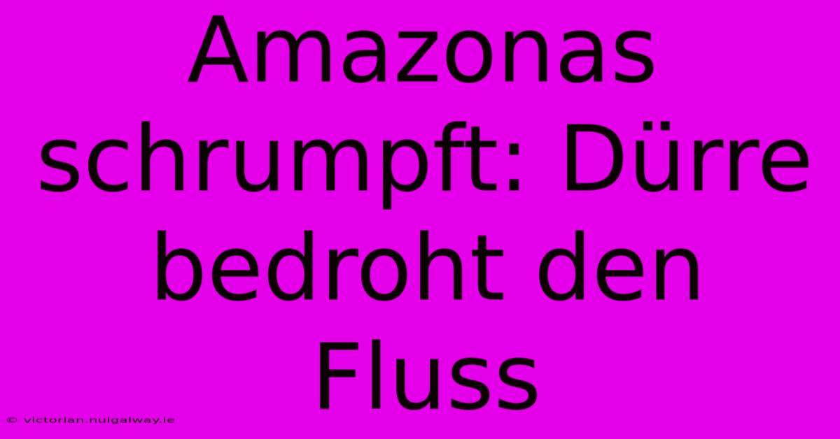 Amazonas Schrumpft: Dürre Bedroht Den Fluss