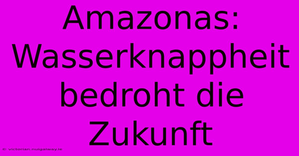 Amazonas: Wasserknappheit Bedroht Die Zukunft