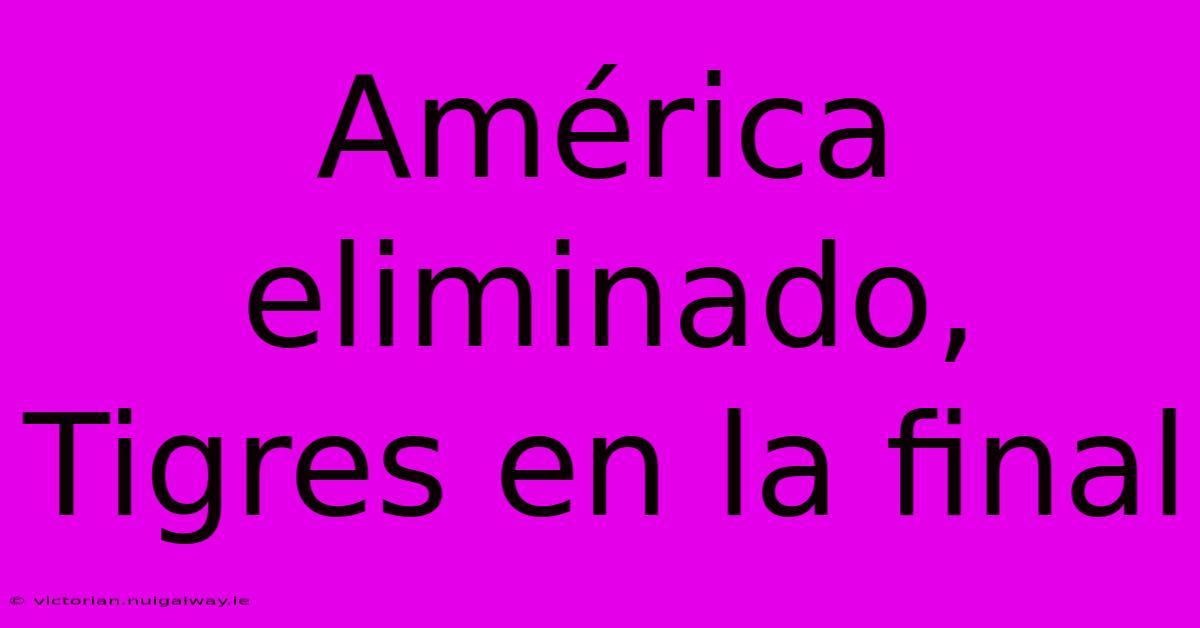América Eliminado, Tigres En La Final