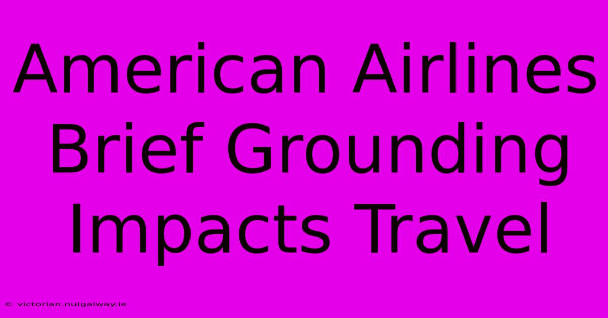 American Airlines Brief Grounding Impacts Travel