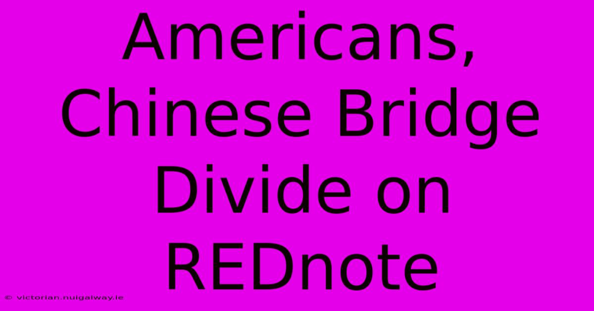 Americans, Chinese Bridge Divide On REDnote