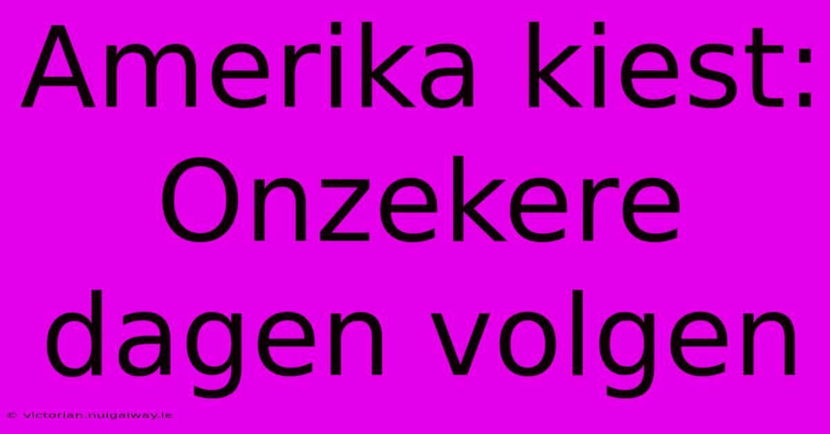 Amerika Kiest: Onzekere Dagen Volgen