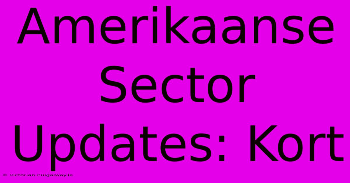 Amerikaanse Sector Updates: Kort