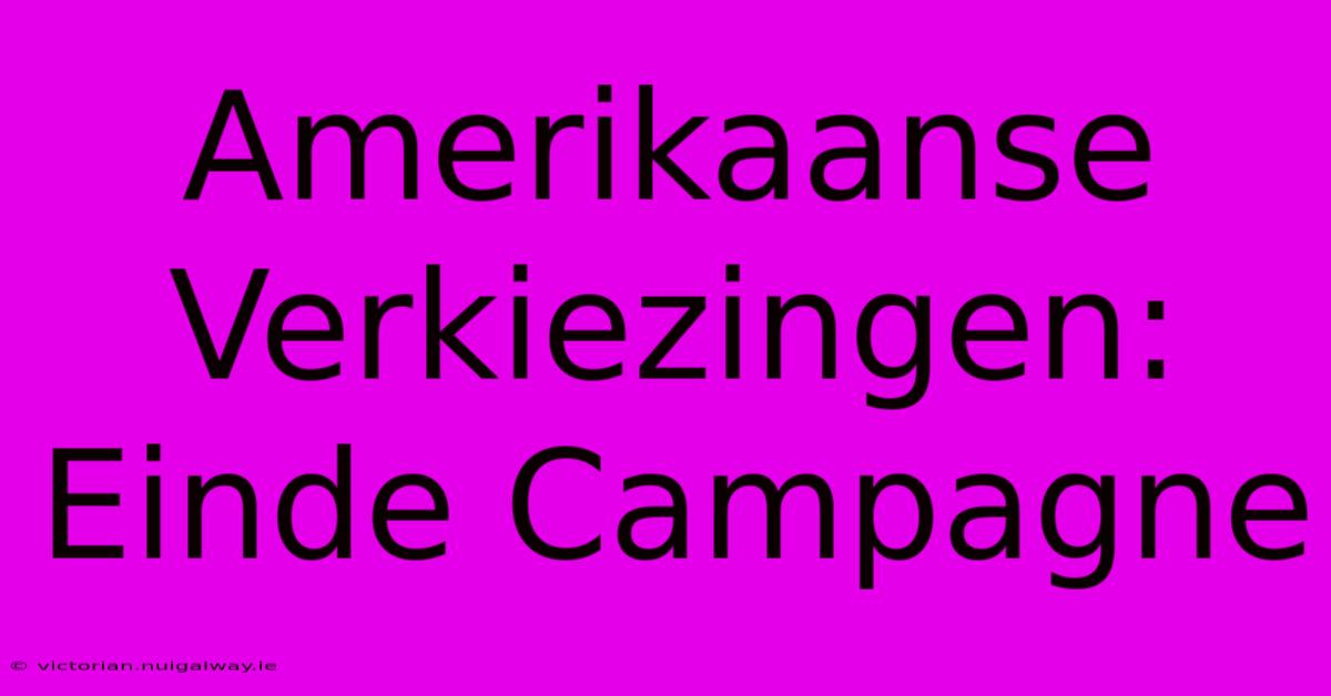 Amerikaanse Verkiezingen: Einde Campagne