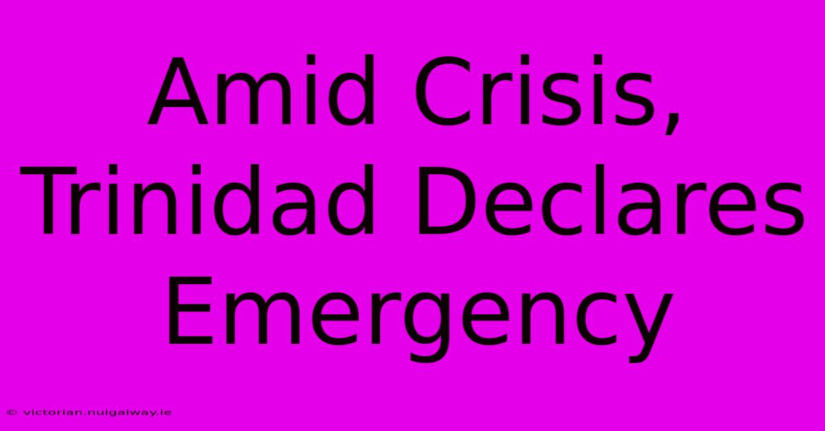 Amid Crisis, Trinidad Declares Emergency