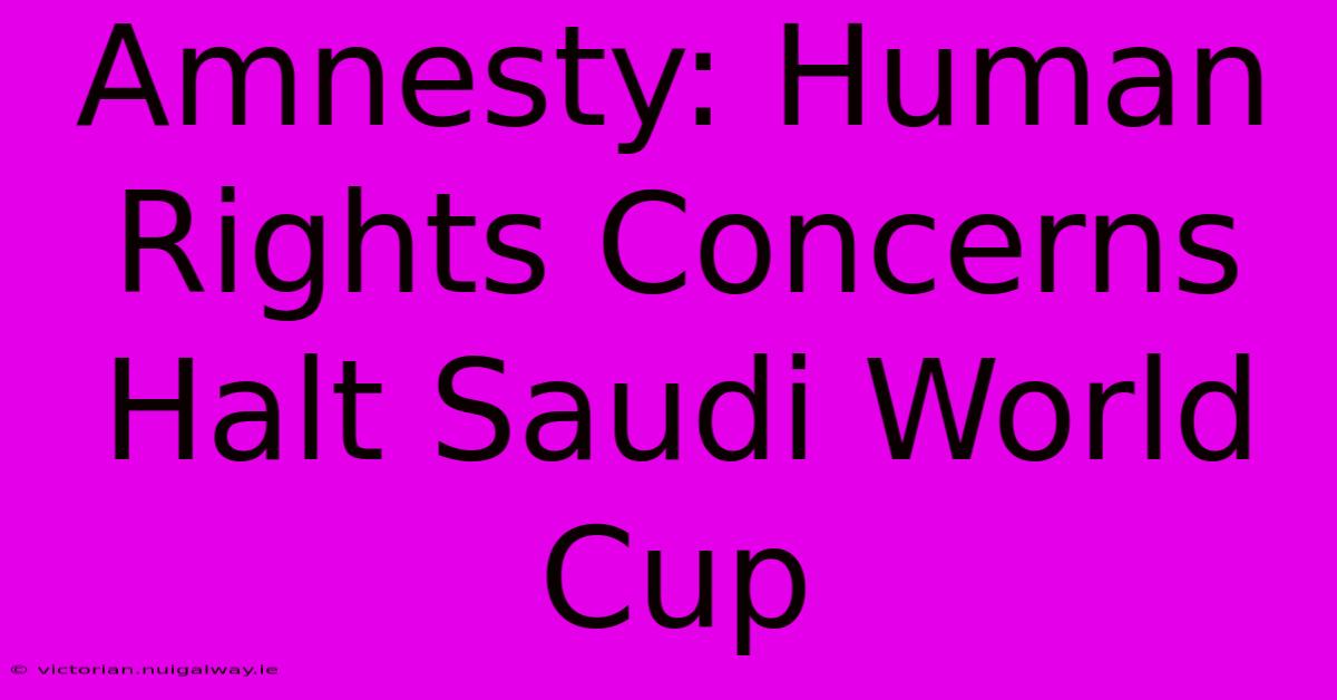 Amnesty: Human Rights Concerns Halt Saudi World Cup