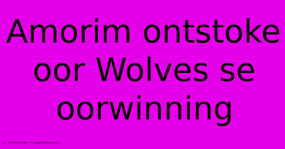 Amorim Ontstoke Oor Wolves Se Oorwinning