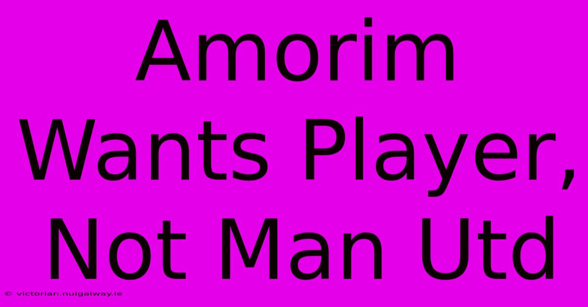 Amorim Wants Player, Not Man Utd