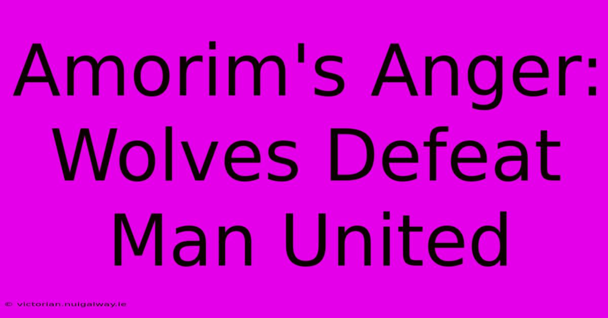 Amorim's Anger: Wolves Defeat Man United