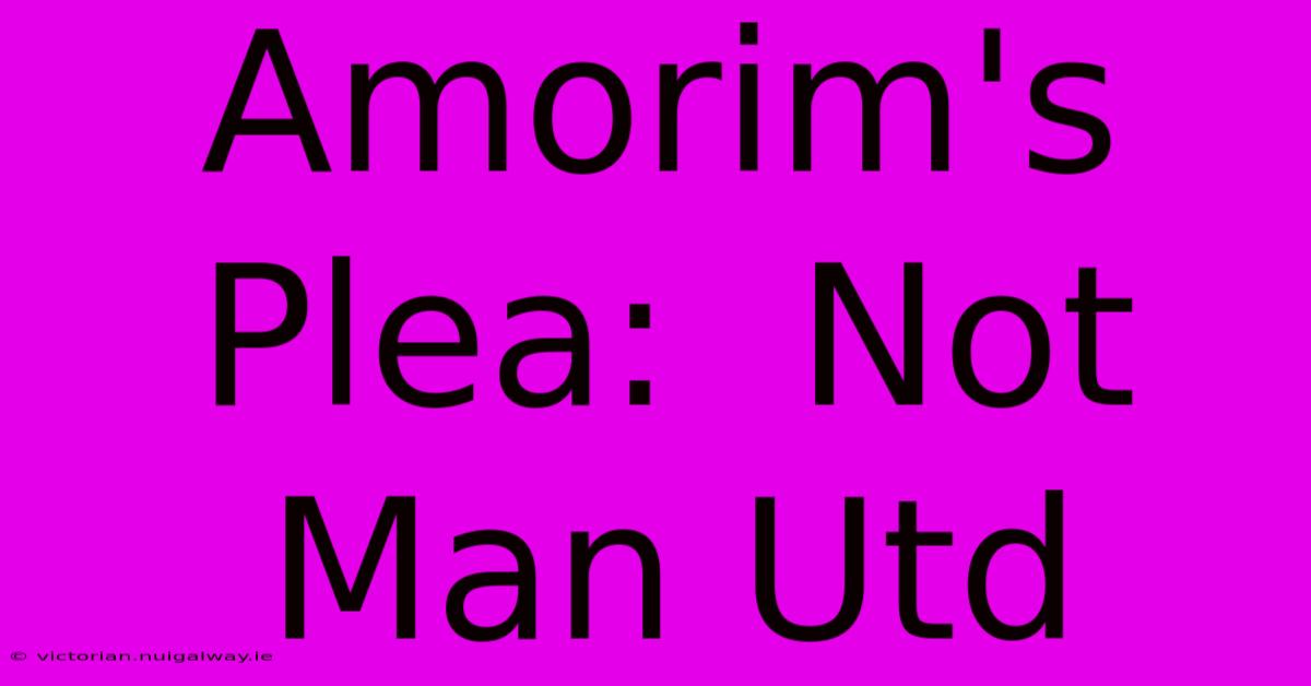 Amorim's Plea:  Not Man Utd