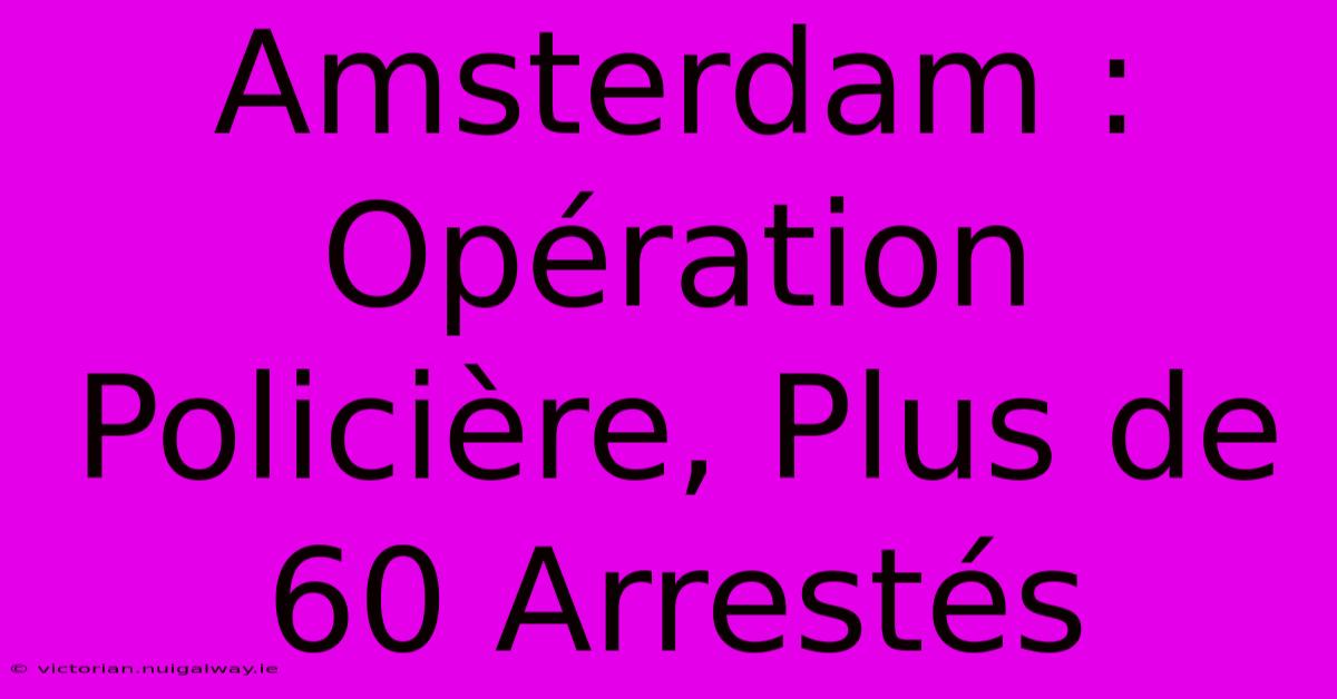 Amsterdam : Opération Policière, Plus De 60 Arrestés