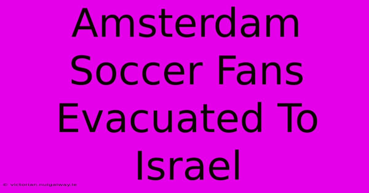 Amsterdam Soccer Fans Evacuated To Israel 