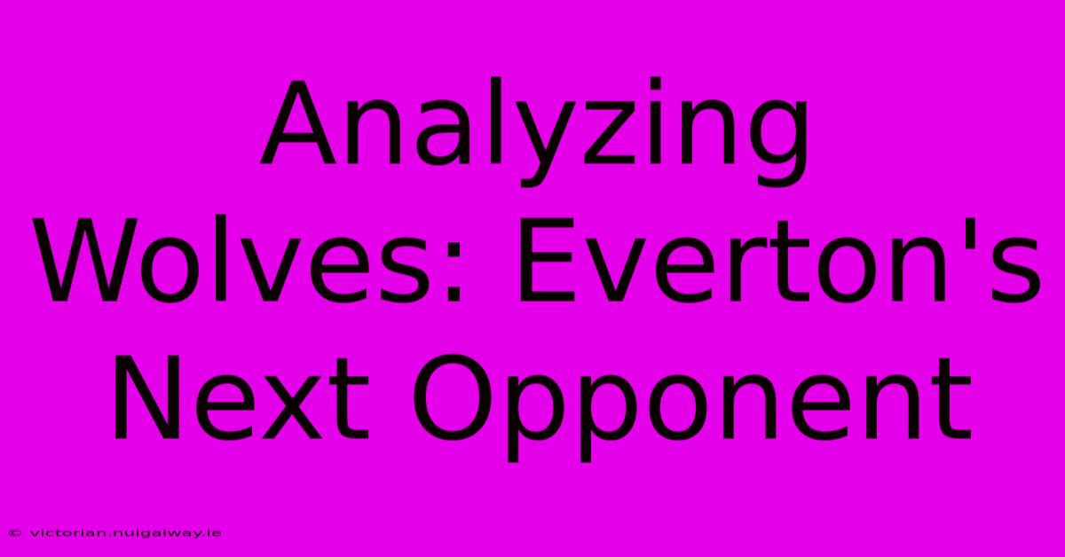 Analyzing Wolves: Everton's Next Opponent